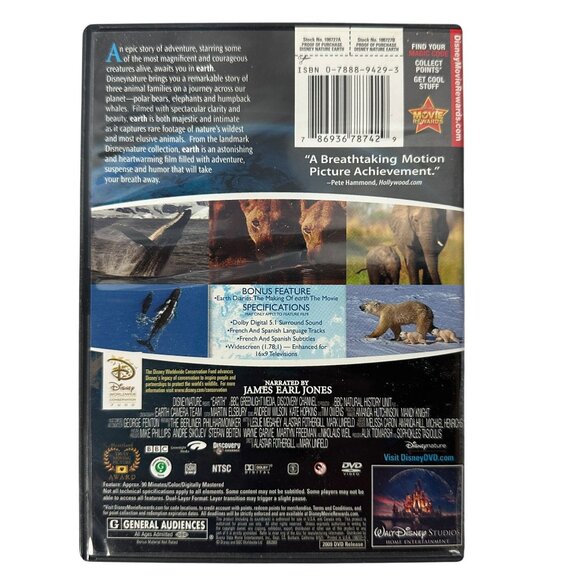 Disneynature Earth James Earl Jones Disney DVD 2009 Feature Documentary Movie G - Picture 2 of 6